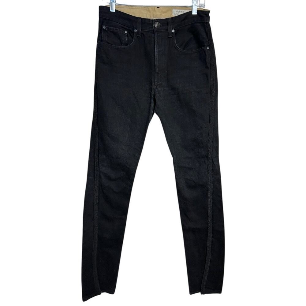 Rag & Bone Men’s Black Slim Jeans 28x34 Split Hem Braided Seam Premium Denim